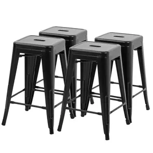 Metal Dining Chairs Indoor-Outdoor Use Stackable Side Chairs  Industrial Kitchen Classic Trattoria Chair Set of 4 for Kitchen, Dining Room, Bistro and Cafe