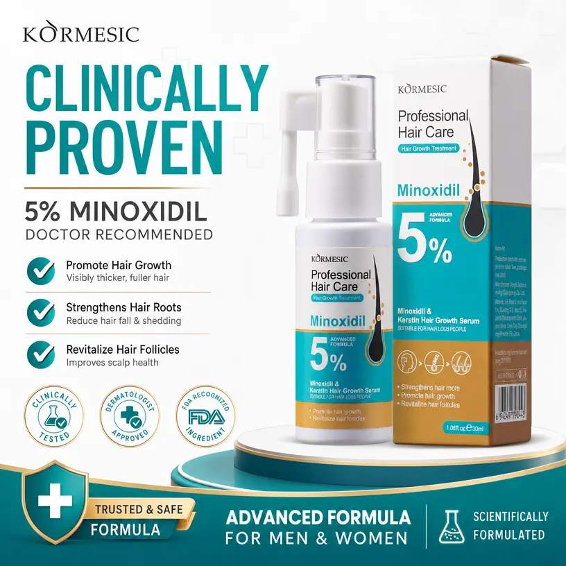 KÖRMESIC 5% Minoxidil Hair Regrowth Treatment 30ml - Anti-Hair Loss Formula for Daily Use Clinically Proven Professional Haircare hair growth oil hair mask ghk- cu peptide