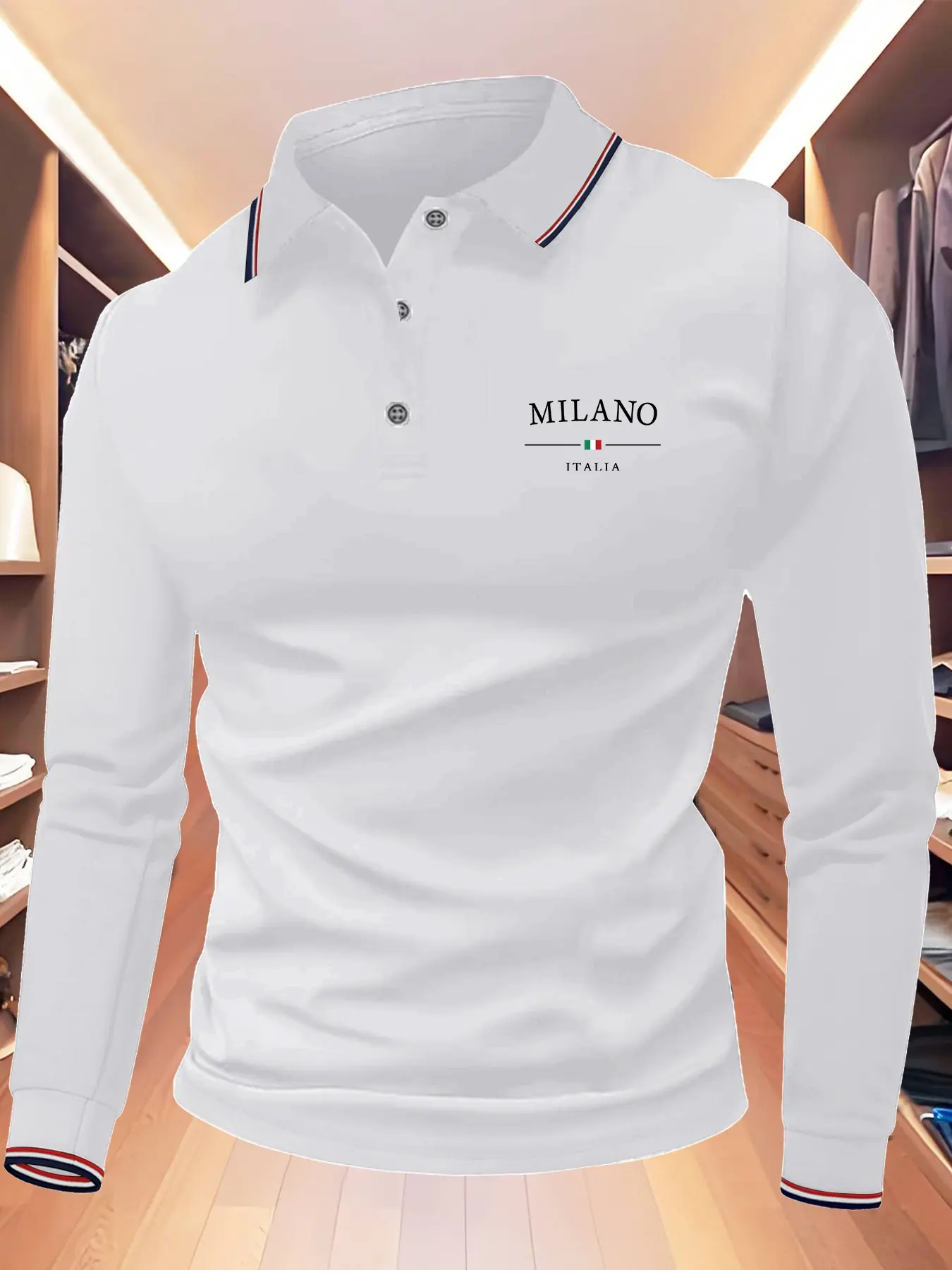 Men's Long Sleeve Collared Golf Polo Shirt, Letter Print, Casual Sportswear for Spring & Fall, Lightweight Business Style, Golf Apparel, Athletic Polo Shirt, Casual Sports Tops, Athletic Fashion, Casual Fashion Sporty