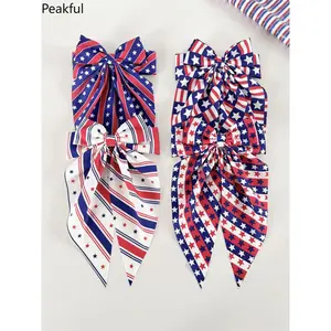 4Pcs Independence Day Hair Accessory Set, Trending American Flag Hair Clips, Star Bow Barrettes in Classic Blue Tones for Women, firm grip and vibrant prints, lightweight to wear, perfect for holiday parties, parades and patriotic themed looks