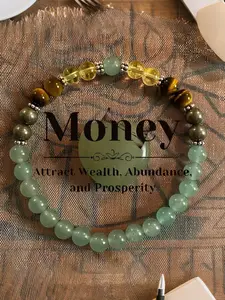 Healing Stone Beaded Bracelet, Citrine & Aventurine Crystal Stone Bracelet, Elastic Cord Bracelet, Wish Manifestation Bracelet, Daily Spiritual Jewelry