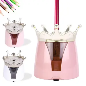 Crown Electric Pencil Sharpener, 3 Second Quick Sharpening, Battery Powered, Fits 6-8mm Pencils, Automatic Stop, Portable for Home or Classroom, Coloring Supplies, Mechanical Drawing Pencils