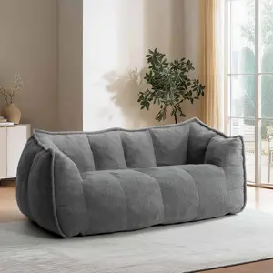 Teddy Fabric Bean Bag Chair, Foam Filled Bean Bag Sofa for Adults & Kids, Floor Seating for Living Room
