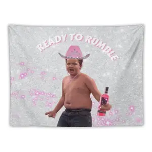 Gibby Pink Cowboy Hat Mobbin Or What Tapestry for Bedroom, College Dorm and Home Decor 60"x40", Funny Meme Wall Tapestries for Boy Girl Birthday Gifts