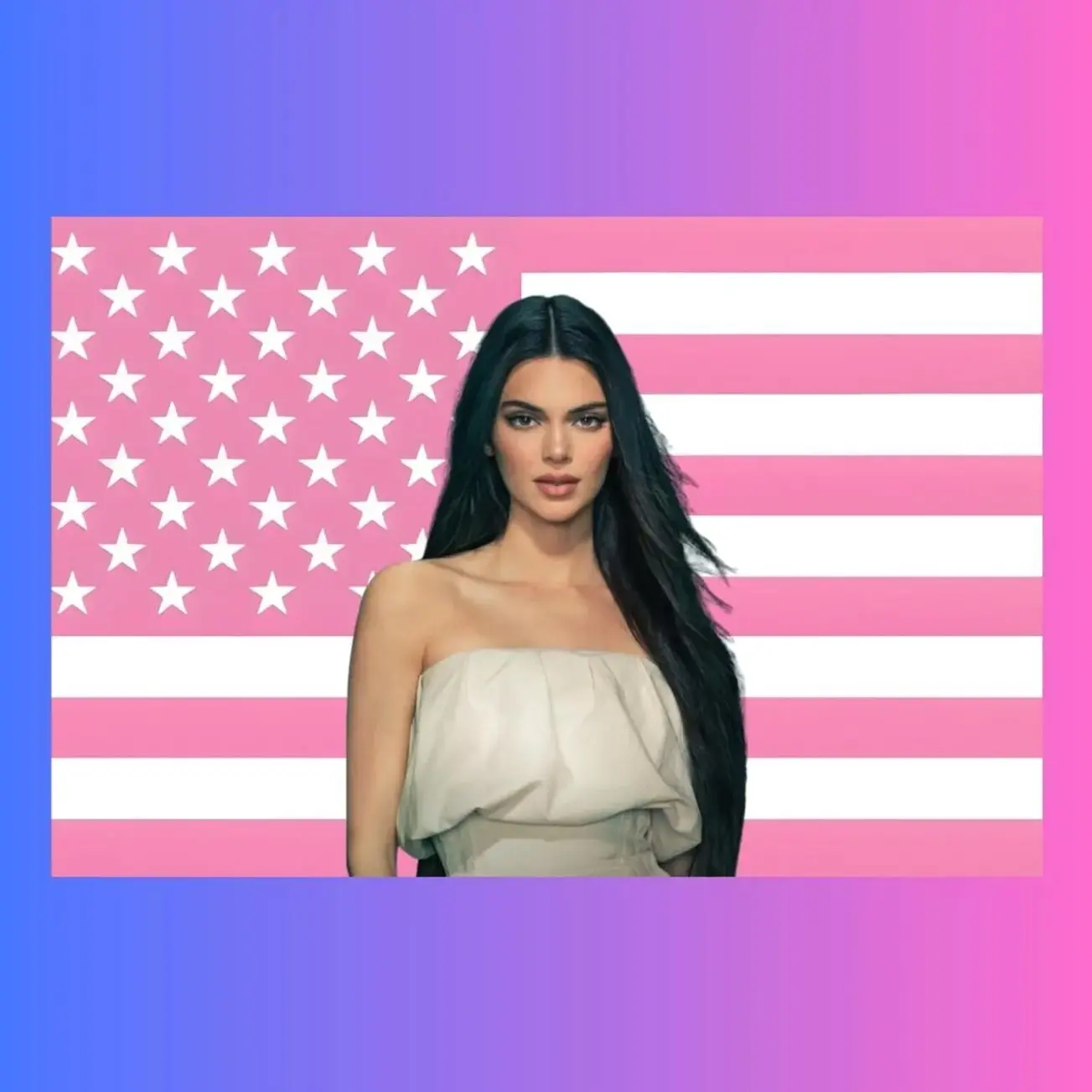Kendall Jenner Pink American Flag Tapestry | Supermodel Wall Art | Kardashian Fan Flag | Dorm Room Decor | Kendall Fan Gift
