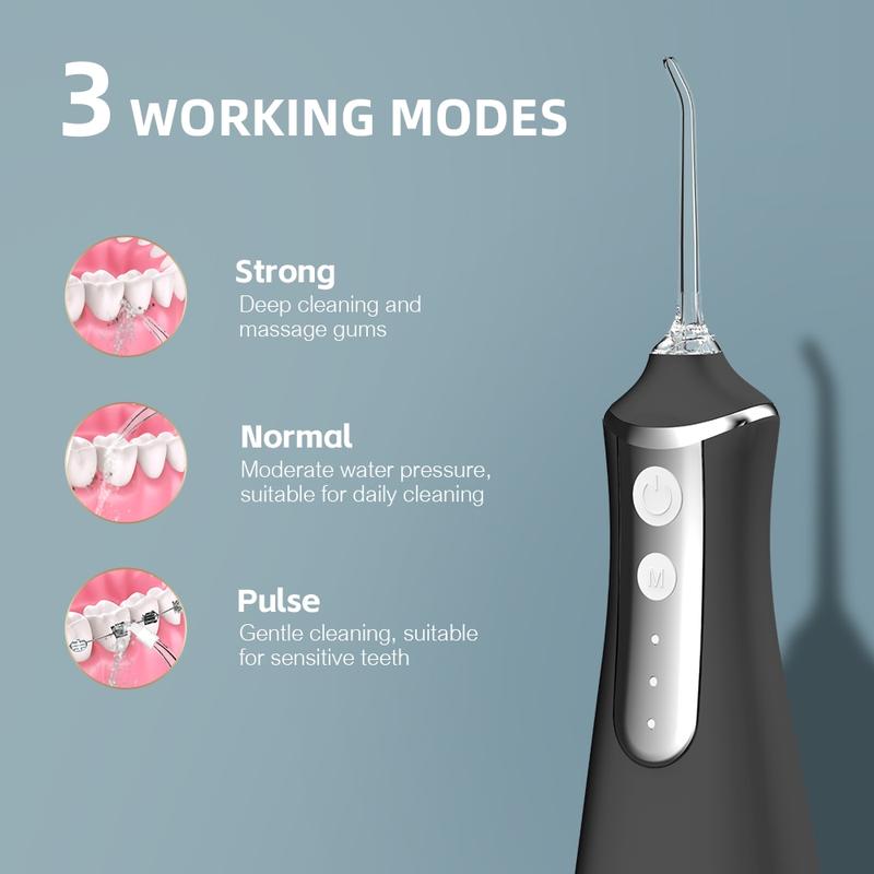 Portable Oral Irrigator 300ML, 3 Modes & 5 Nozzles, Rechargeable Water Flosser, Electric Dental Floss Machine, Cordless Water Flosser, Travel-Friendly Design