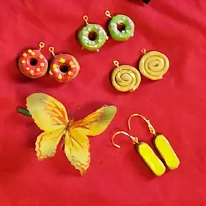 Doughnut Earrings Long John, Cake w/sprinkles, Cinnamon Roll
