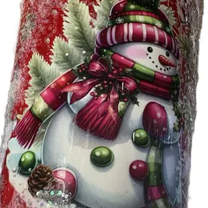 Red Snowman Tumbler with Festive Design and Winter Accessories for Christmas