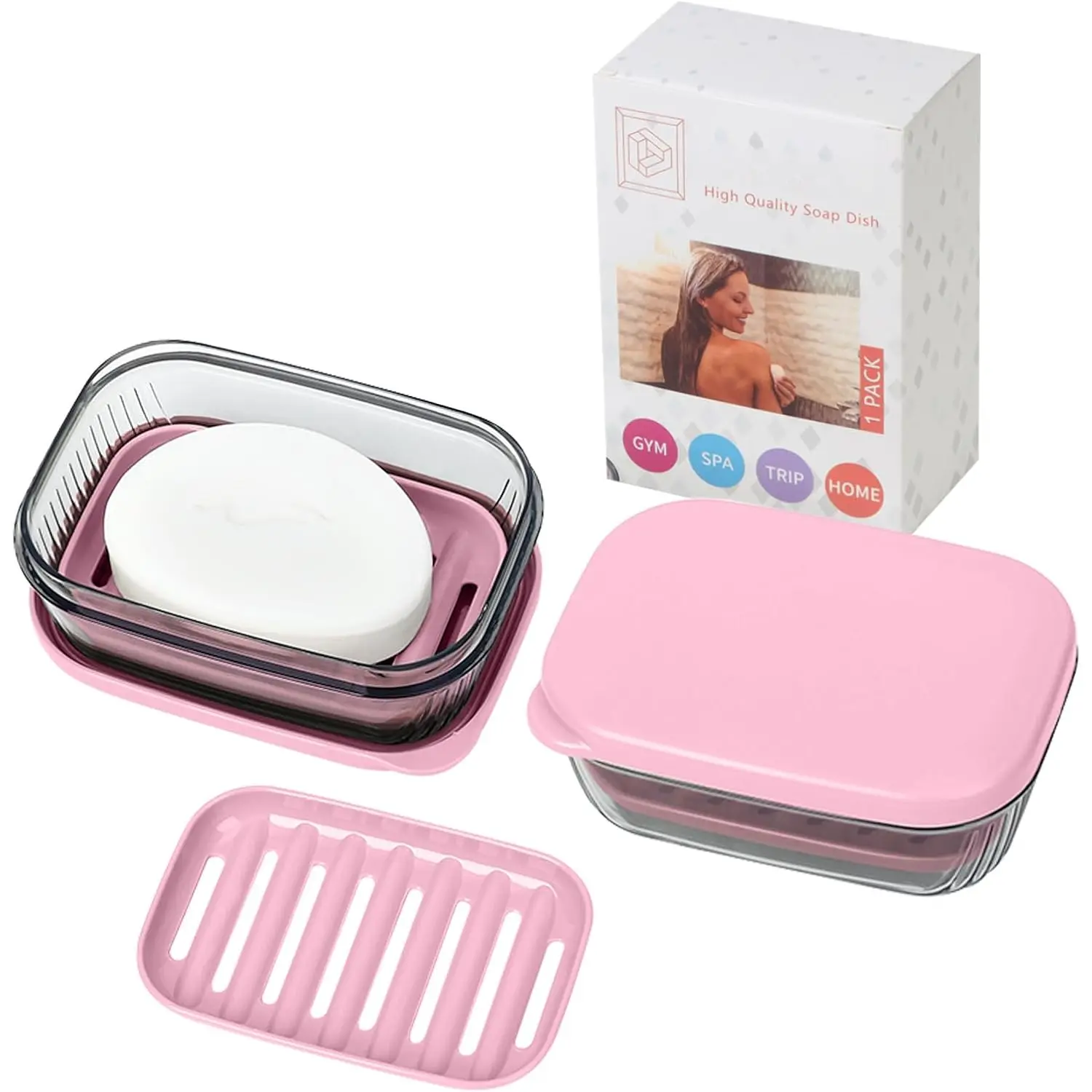 Soap Holder, Leakproof Travel Soap Case, Bar Soap Holder for Shower, Soap Dish with Lid for Gym, Travel Size Toiletries, Portable Travel Essentials,