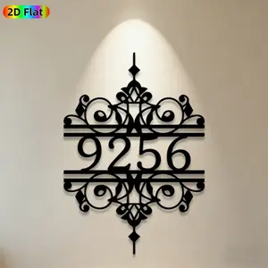 1pc Art Deco Number 9256 Metal Wall Art, Ornate Number Statue Mural, Ideal Gift for New Year, Christmas, Retro Decor Enthusiasts, Rust-Resistant Metal Wall Decor Wall Sculptures, Perfect for Living Room Wall & Garden Fence, Unique Vintage Home Decor