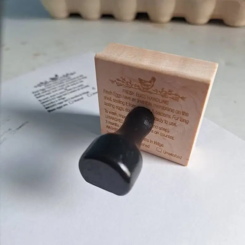 Egg Handling Stamp Egg Instructions Stamp Egg Carton Stamp, Safe Eggs Information, Farm Fresh Eggs Stamper, Chicken Egg Care Farmer's Market