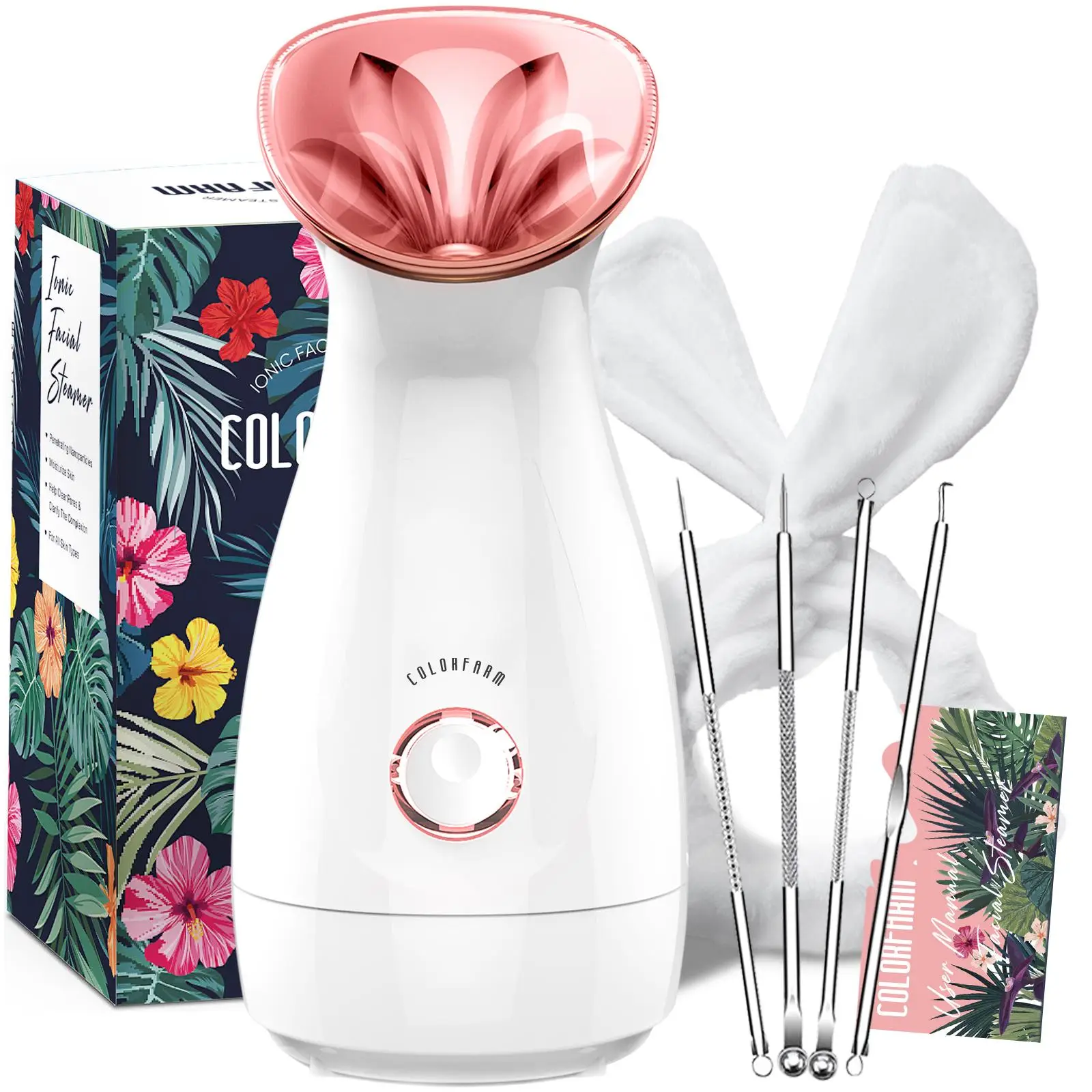 Spring Comfort Facial Makeup Beauty Instrument for Women, Nano Ionic Facial Care Appliances with Headband & 4 Counts Blackhead Tools, Back to School S