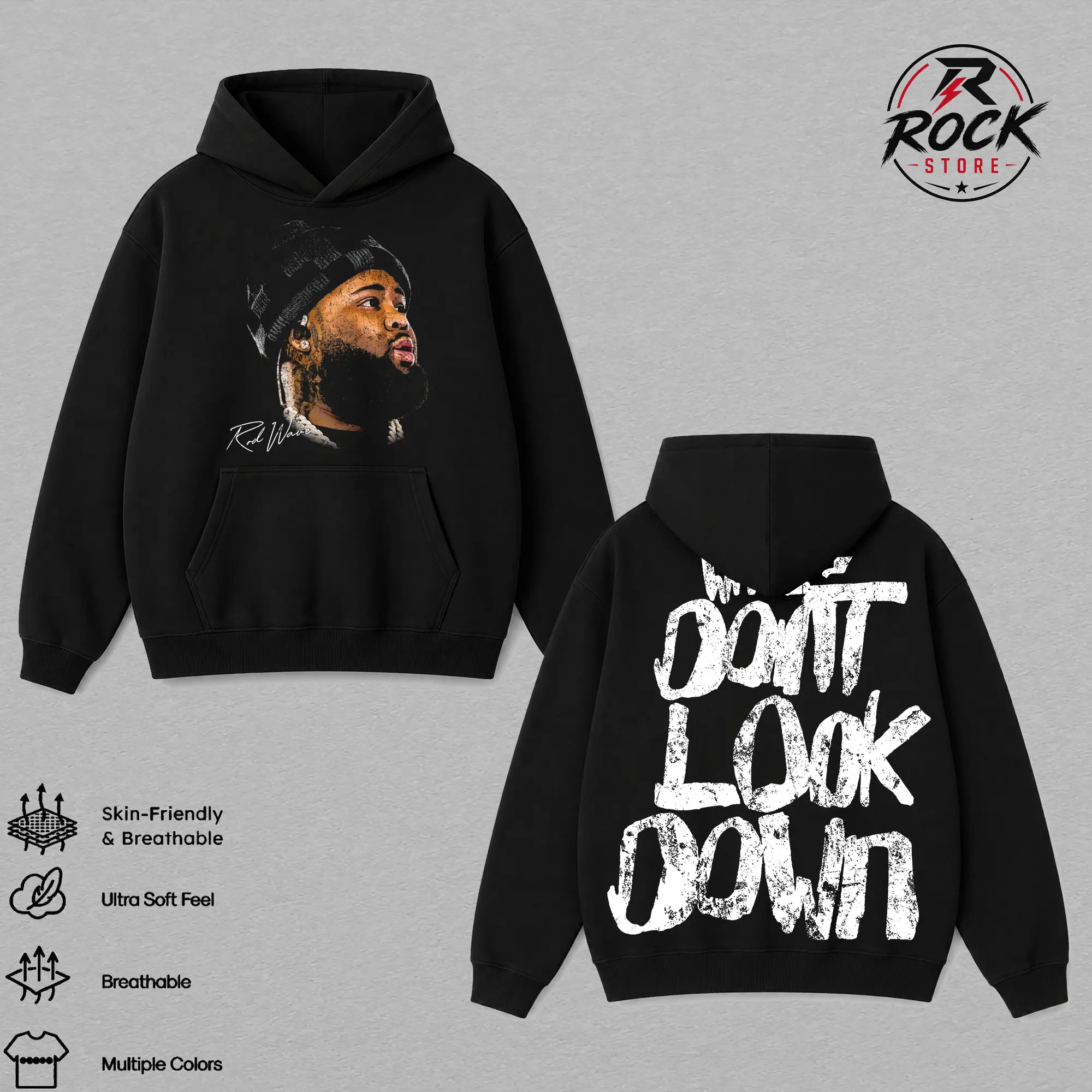 Don't Look Down Tour Tee – Rod Wave Vintage Heavy Cotton Unisex Oversize Hip Hop Rap Graphic T-Shirt, Rod Wave Hoodie & Sweatshirt Retro Y2K Streetwear Concert Tour Music Merch for Men and Women Fans Menswear Oversized