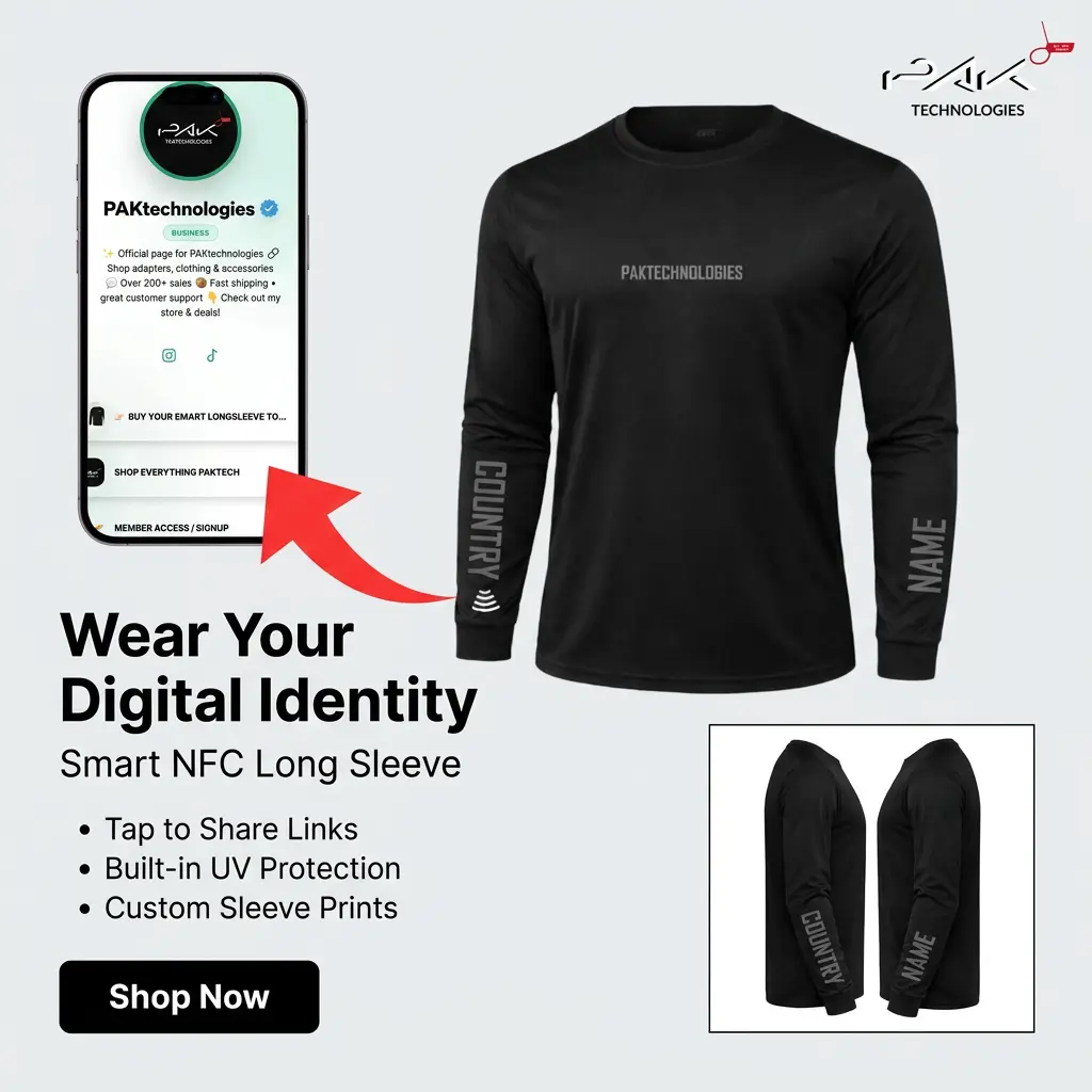 Smart NFC Long Sleeve Shirt | UV Protection, Tap to Share Socials, Outdoor Activity