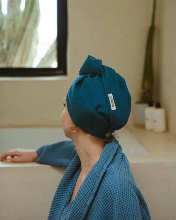 Terra Hair Towel - Teal Blue