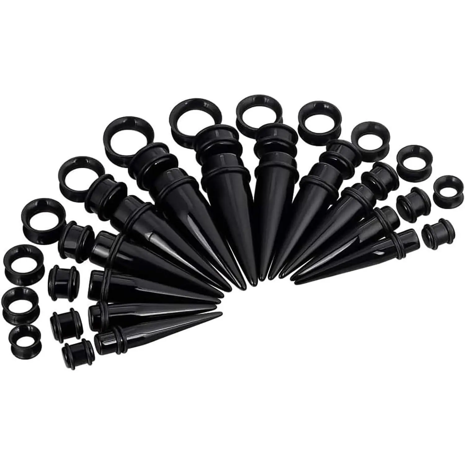 36-Piece Ear Stretching Piercing Kit - Acrylic Tapers, Silicone Tunnels, Plugs, 00g-Gauge to 20mm Big Gauges Expander Set - Body Jewelry for Stretch Earlobe, Men and Women
