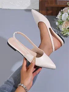 Women's new summer pointed-toe closed-toe fashion sandals with back strap and open back, flat sandals suitable for everyday wear and commuting