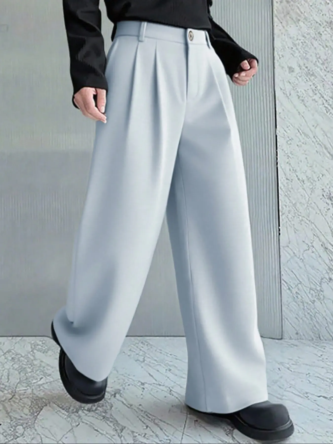 Men's Loose-Fit Wide-Leg Pants, Casual Relaxed Fit, Casual Lounge Pant, Casual Comfy Trousers, Casual Comfy Baggy, Casual Fashion Plain Color Trousers, Suitable for Daily Wear & Business Commuting, Stylish Versatile Choice