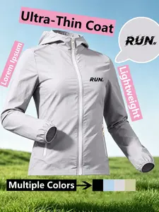 Women's Hooded Sun Protection Skin Jacket With Run Letter Print Lightweight Breathable Windbreaker Loose Slim Fit Multiple Colors Versatile Daily Commute Travel Outdoor Casual Sun Protective Coat Jacket Plus Size For Women Outdoors