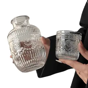 Elegant Glass Bedside Water Bottle Set with Lid, Stylish Drinking Cup for Bedroom, Office, Bathroom, Gift Idea, Travel Use, Stylish Glass Cups