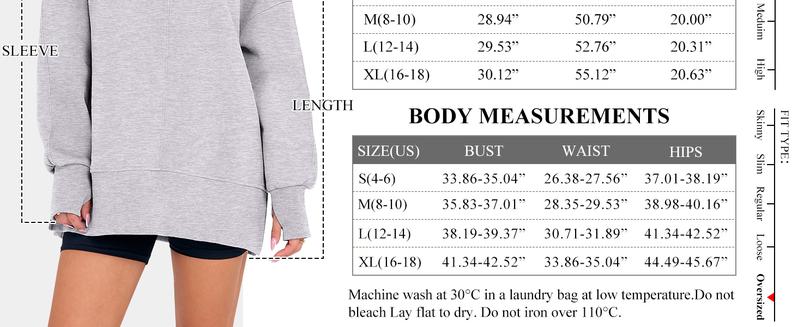 ANRABESS Women Oversized Sweatshirts Thumbhole Long Sleeve Hoodies Shirts 2025 Fall Side Slit Pullover Top Teen Y2k Outfits