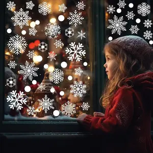114Pcs Christmas Window Clings Snowflake Window Stickers Decals Winter  Decorations for Glass Windows Party Supplies Window Decorations