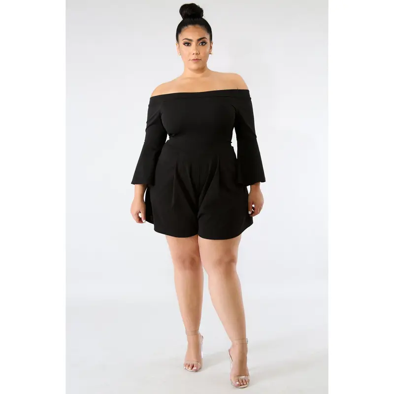PLUS SIZE Black Off Shoulder Romper