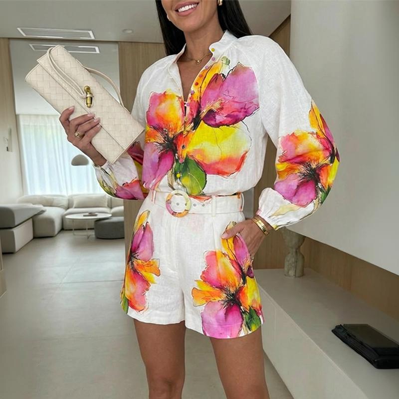 ChicMe Women's Floral Print V-Neck Maxi Dress Scallop Trim Puff Sleeve Vacation Dress with Slit Sexy Elegant Summer Boho Long Dress