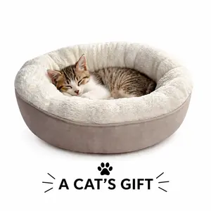 XAKING Round Donut Snuggle Pet Bed - 19.7"x19.7"x5.9"/25"x25"x8" Premium Soft Flannel Fabric, Gentle Support, Round Raised Bolster Rim, Non-Slip Bottom, Cold Water Machine Washable, Versatile Outlook, Indoor Cat Cushion, Ideal Gift