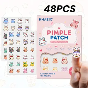 48 Pcs Cute Rabbit Acne Patches, Salicylic Acid, Tea Tree, Calendula, Gentle Coverage, All Skin Types, Day & Night Use, Portable Travel Pack