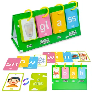 CVC Word Flip Charts, 81pcs Card Desktop Chart Set - Interactive Spelling Learning Game, Word Building Cards, Educational Spelling Toy Literacy Learning Card Classroom Educational Toys Gifts for Kids Alphabet Pocket Kit