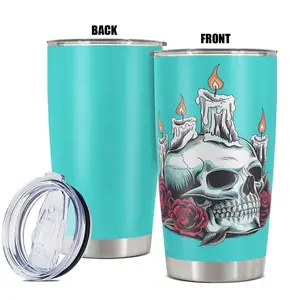 Skull Pattern Tumbler with Lid, 20oz Stainless Steel Water Bottle, Insulated and Durable, Gift for Any Occasion