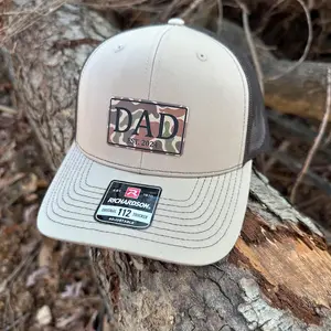 Custom Dad Trucker Hat, Dad Christmas Gift, New Dad Gift, Gift For Husband, Trucker Hat, Grandpa Leatherette Patch Hat, Outdoors, Camo