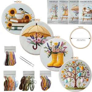 European Sunflower Easter Egg Embroidery Kit DIY Floral Stitching Craft for Home Decor Hand Embroidered Handmade Gifts Handicraft