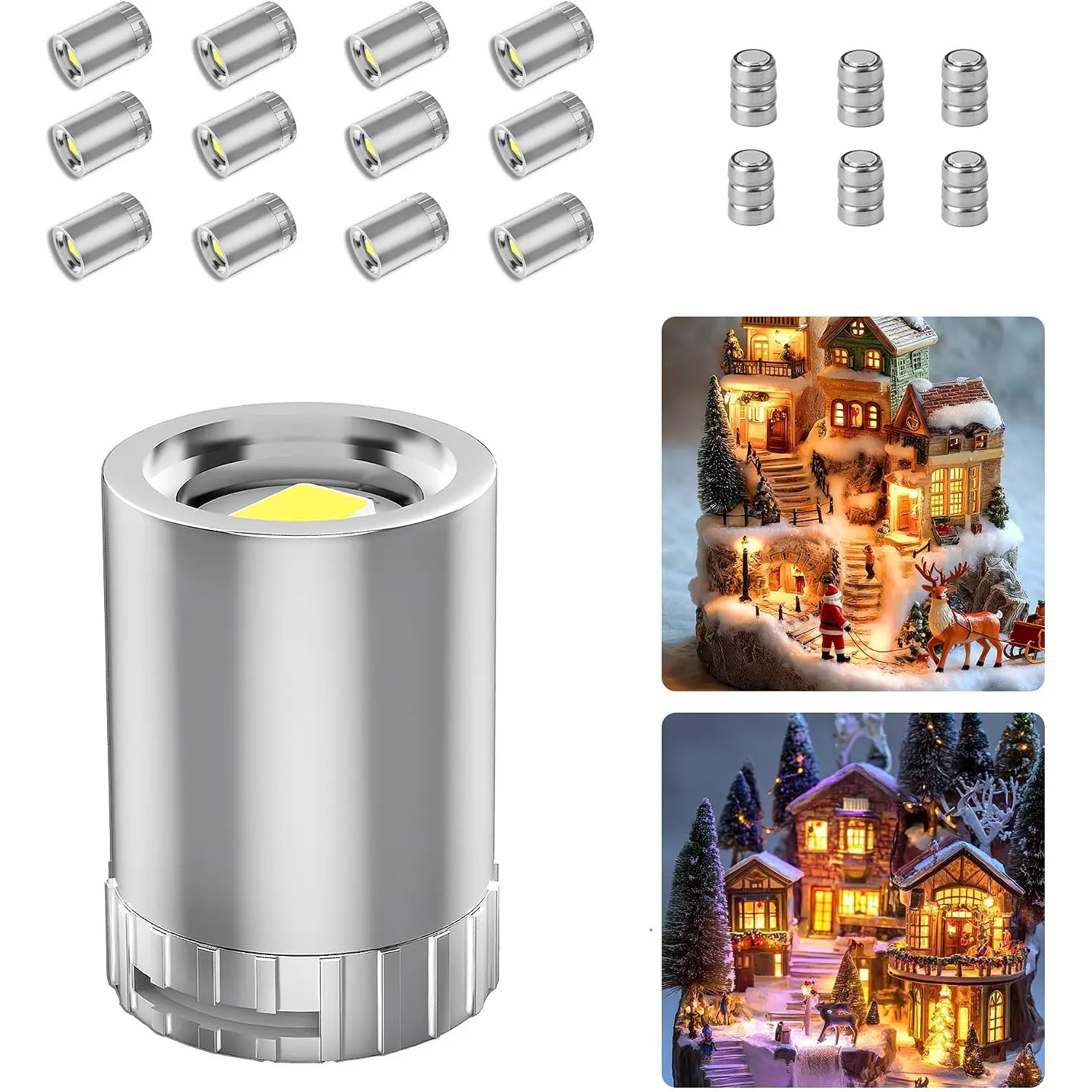 12 Pack Mini Lights, Warm White Mini LED Spotlight, Small LED Lights for Crafts, Small Display Light Battery Powered, Wireless Dollhouse Light, Miniature Spotlight for Shadow Box,Display,Party