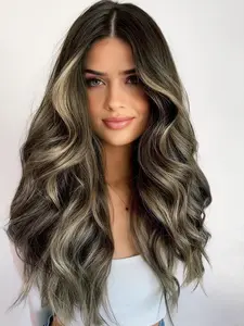 Highlight light brown Long Wavy Wig, 4*1 Lace Parting Head Cap, Suitable for Women Daily Wear, Natural Look, Easy to Style