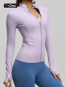 Women's Sport Zipper Jacket, Seamless Fitness Jacket, Sports Yoga Jacket, Medium Support, Comfortable Fit, Long Sleeve, High Elasticity, Durable Fabric