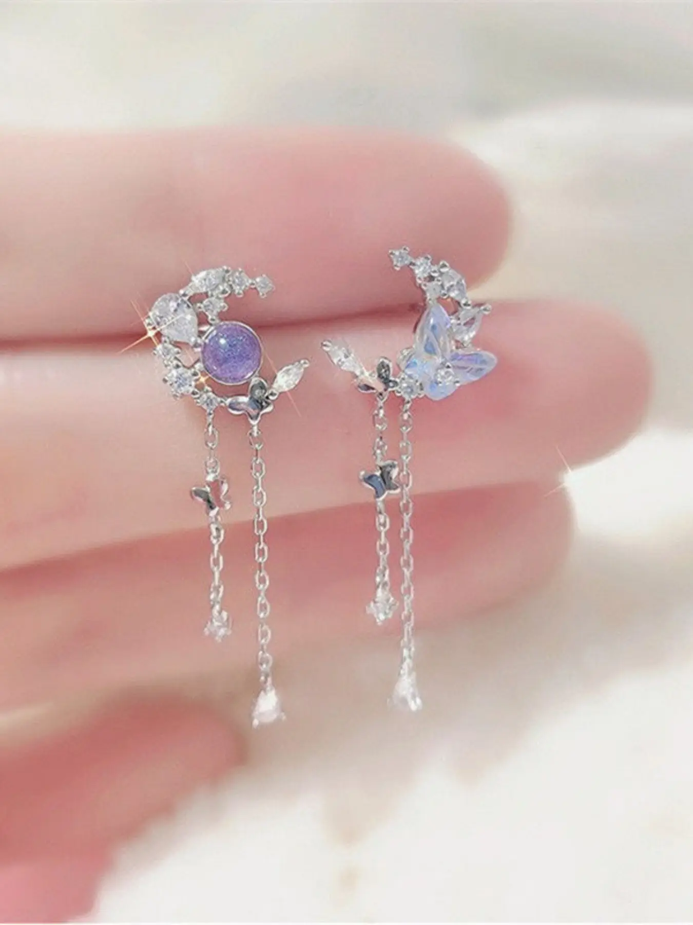 Elegant Crystal Butterfly Teardrop Earrings, Fashionable Earrings, High-End Fashion Ear Studs, Stylish Jewelry for Women, Trendy Accessories
