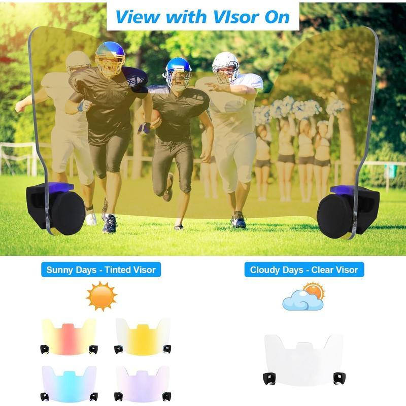 Clear Football Visor for Adults & Youth - Eye Shield with Easy Install Football Visor Clips for Helmet Protection