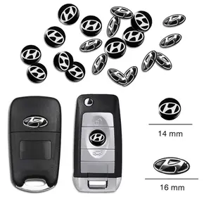 10Pcs 14mm 16mm Car Remote Key Fob Emblem Aluminium Badge Sticker Replacement Decorative Accessories For Hyundai IONIQ Sonata Elantra Grandeur i20 i10 SantaFe i30 Palisade Bayon HB20 KONA Tucson Stargazer Staria Exter Inster Creta NEXO Casper Veloster