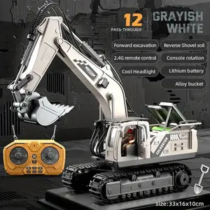 RC Excavator,Remote Control Engineering Vehicle,City Unit Engineering 6/12-Channel Remote Control Excavator Toycar,2.4GHz Construction Vehicle with Metal Shovel for Kids Aged 3+ STEM Approved Educational Gift