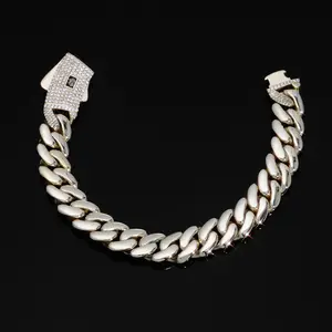 ICEOMG Luxury 14K Gold Plated Cuban Link Bracelet for Men Women Iced Out Micro Pave 5A CZ Diamond Chunky Hip Hop Chain with Secure Clasp Heavy Metal Streetwear Jewelry Christmas Birthday Gifts for Him Her Trendy Unisex Link Bracelet