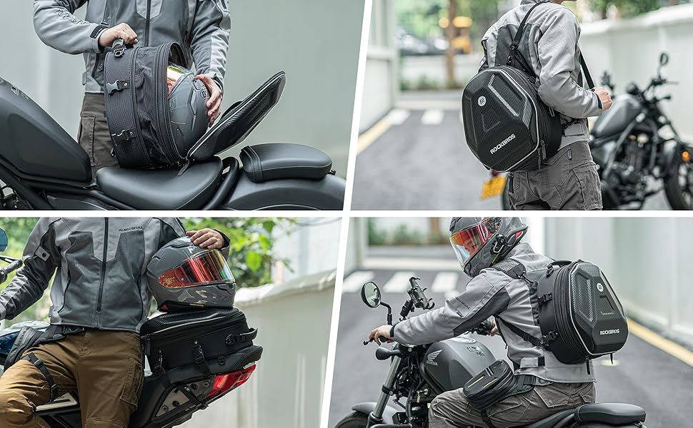 ROCKBROS 35L Hard Shell Motorcycle Tail Bag Waterproof Expandable Durable