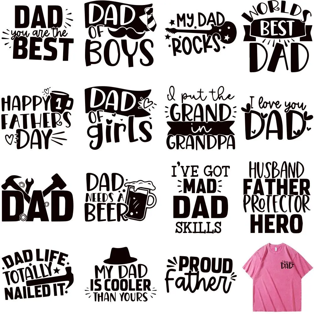 Letter Pattern Heat Transfer Sticker, 15pcs/set DIY Heat Transfer Sticker, Washable Heat Press Sticker for T-shirt, Jeans, Backpack, Hat, DIY Material