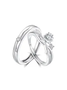 Princess & Knight Couple Rings, Unisex Open Band Wedding Bands, Rose Flower Design, Perfect Gift for Couples, Daily Wear Jewelry, Beautiful Rings