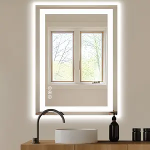LED/Non LED Anti-Fog LED Bathroom Mirror with Dual Light Source, Three Lighting Modes, Adjustable Brightness, and Memory Function, 3mm Nano Glass Construction, Backlit and Front Lit Options, Energy-Efficient Fog Removal Modern Smart Features