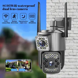 4MP WIFI Dual Lens IP Camera V380 Pro Smart Home Color Night Vision Auto Tracking Waterproof Security Camera