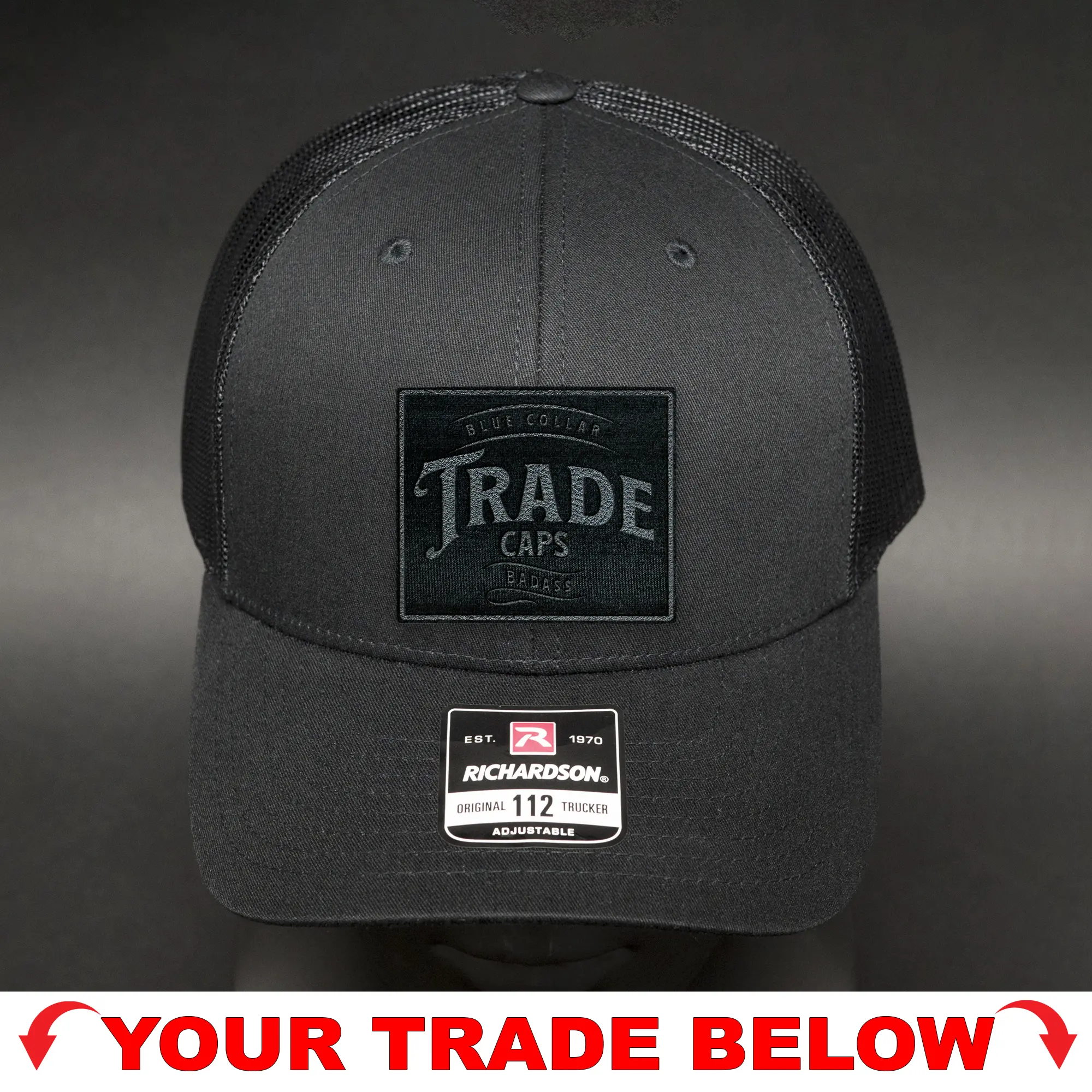 BLUE COLLAR BADA$$ Trade Hat with American Flag Key Tag. "Black Hat Black Patch"