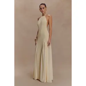 Soleil Knit And Mesh Halter Maxi Dress