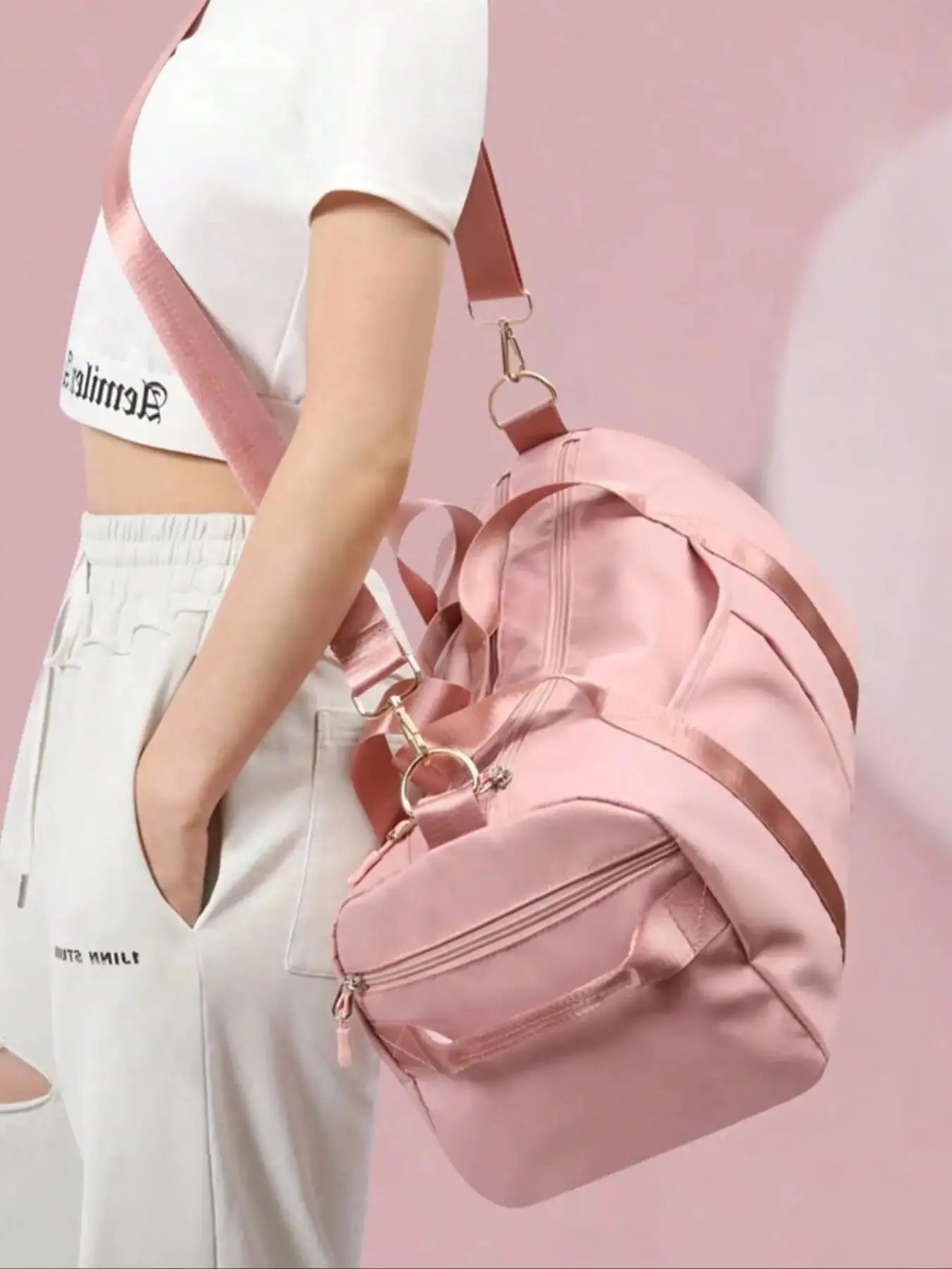 Unisex Minimalist Summer Outfits 2024 Trendy New Style Duffel Bag, Adjustable Large Capacity Zip Travel Bag, Multifunction Carry on Gym Bag for Travel